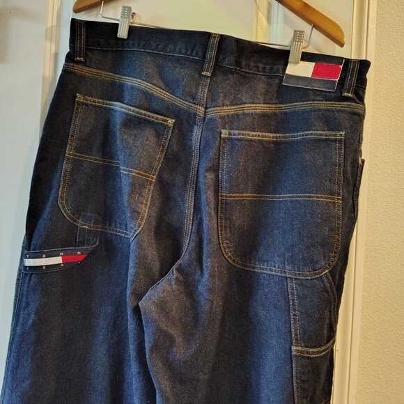 Men's Wide Legs Baggy 90's Tommy Hilfiger Carpenter Jeans - Picture 9 of 12